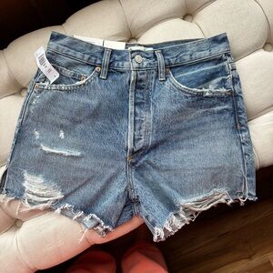 AGOLDE Denim Blue Distressed Women's Shorts